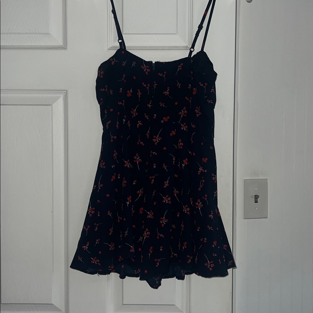 Women's Black Floral Spaghetti Strap Sundress - Picture 2 of 2